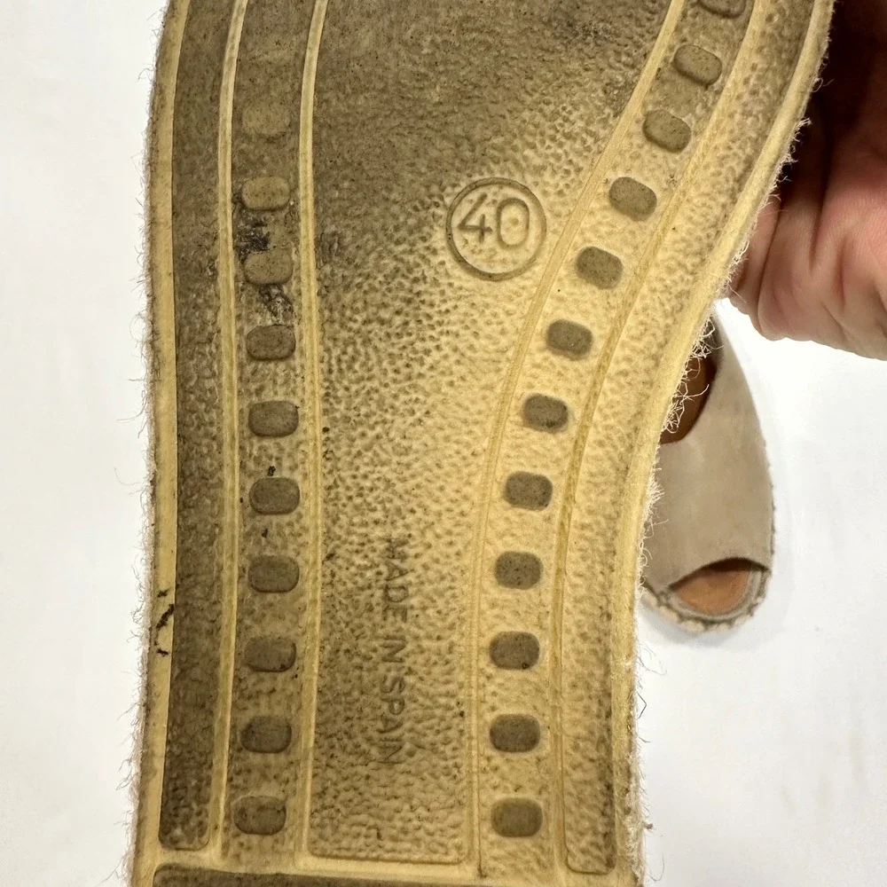 Verbenas Cruz Espadrille Flats Women Size 40 Taupe Suede Peep Toe | Coastal Boho